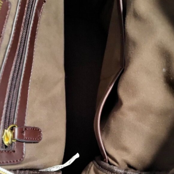 Adrienne Vittadini Women's Backpack Brown and Tan Stripped Faux Leather - Picture 9 of 11